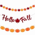 thumbnail image 2 of Harvest Festival Felt Banner 3 Pack Maple Leaf Pumpkin Fall Garland Decor, 2 of 7