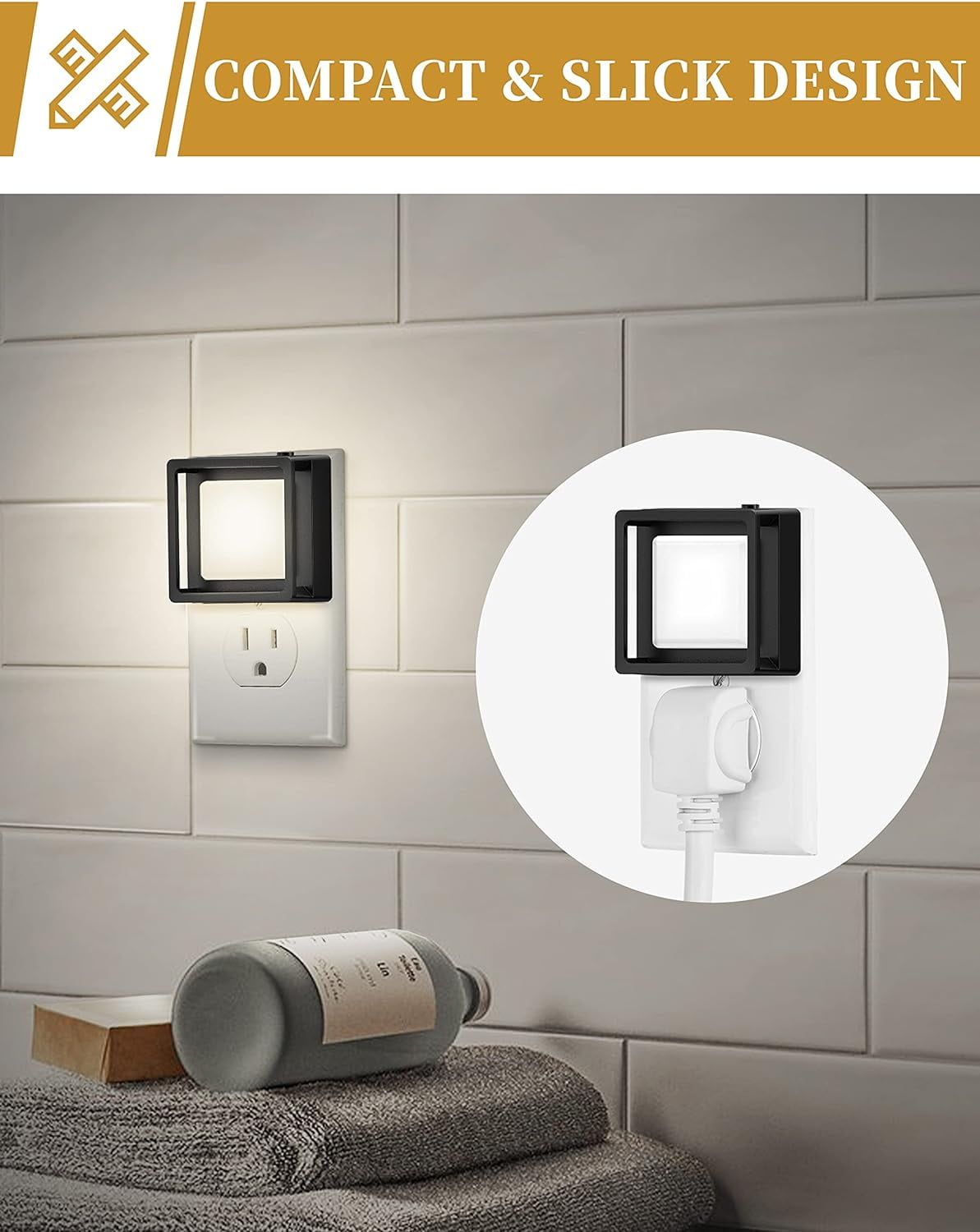 LED Night Light, Night Lights Plug Into Wall [2 Pack] with Dusk-to-Dawn Sensor, Dimmable Nightlights, Adjustable Brightness for Bathroom, Hallway, Bedroom,Kids Room,Stairway,Soft White
