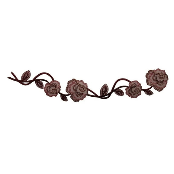 ID 6672 Rose Vine Flowers Patch Garden Craft Plant Embroidered Iron On Applique