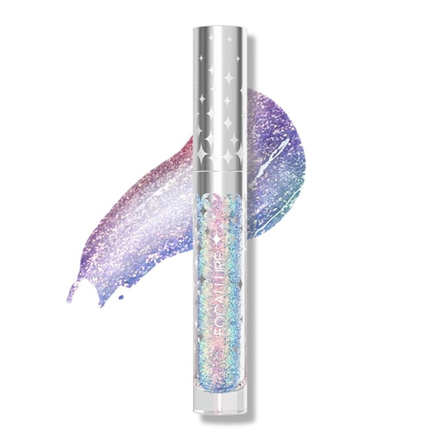 FOCALLURE Lápiz labial líquido con purpurina, brillo labial hidratante para mujeres, maquillaje de labios brillante, fórmula ligera de larga duración para color y brillo de labios último partido