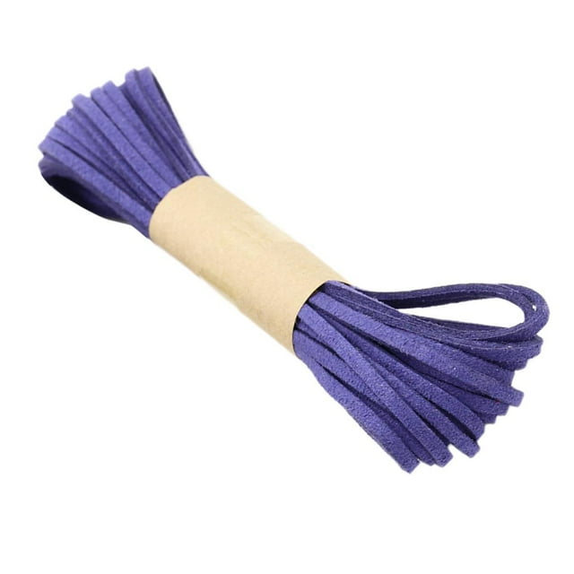 KLKCMS 5 Meters 2.6mm Leather Cord Soft Suede Flat Rope String Craft navy blue