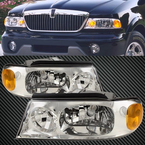 Fits 98-2002 Lincoln Navigator Headlights Pair Halogen Chrome Performance Lens