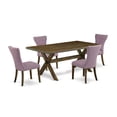 thumbnail image 2 of East West Furniture 5-Pc Modern Dinette Set Included 4 Modern Dining chairs Upholstered Seat and High Button Tufted Chair Back and Rectangular Dining room Table with Distressed Jacobean..., 2 of 6