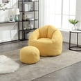 thumbnail image 2 of Bean Bag Chair with Ottoman, Giant Bean Bag Chair with Back, Plush Lazy Sofa Comfy Chair in Microfiber, Soft High Pressure Foam BeanBag Chairs for Adults in Living Room, Bedroom, Reading Room, Yellow, 2 of 9