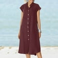 thumbnail image 2 of Dpytoraw Womens Button Up Shirt Dress Cotton Dress Summer Long Dresses With Pockets, 2 of 5