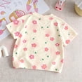 thumbnail image 6 of ITSAME Girls Cotton T-Shirts Flower Print Crewneck Loose Fit Summer Fashion Casual Tops Beige Size 3-4, 6 of 6