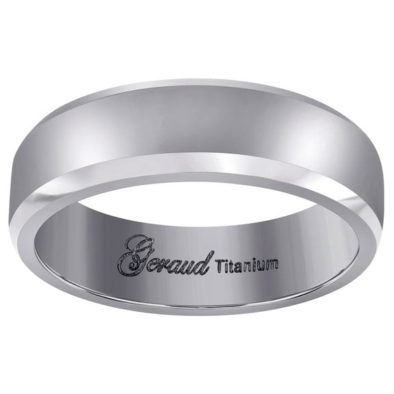 Titanium Mens Brushed Beveled Edge Comfort-Fit Wedding Band 6mm Size 8.5 Wedding Band for Men