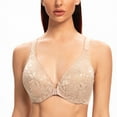 thumbnail image 4 of CHUANK Women‘s Front Closure Stretch Lace Underwire Bra Black 34B, 4 of 5