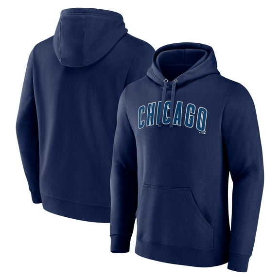 Men's Navy Chicago Cubs Official Wordmark Pullover Hoodie