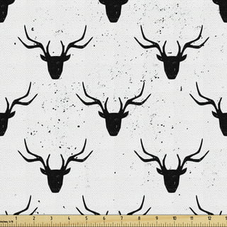 Woodland Fabric Bundle | Hello Bear Deer Head Quilt Fabric | Bundle for  Baby Boy | Trees Feathers Leaves | Forest Theme Fabrics | Navy Black Gray 