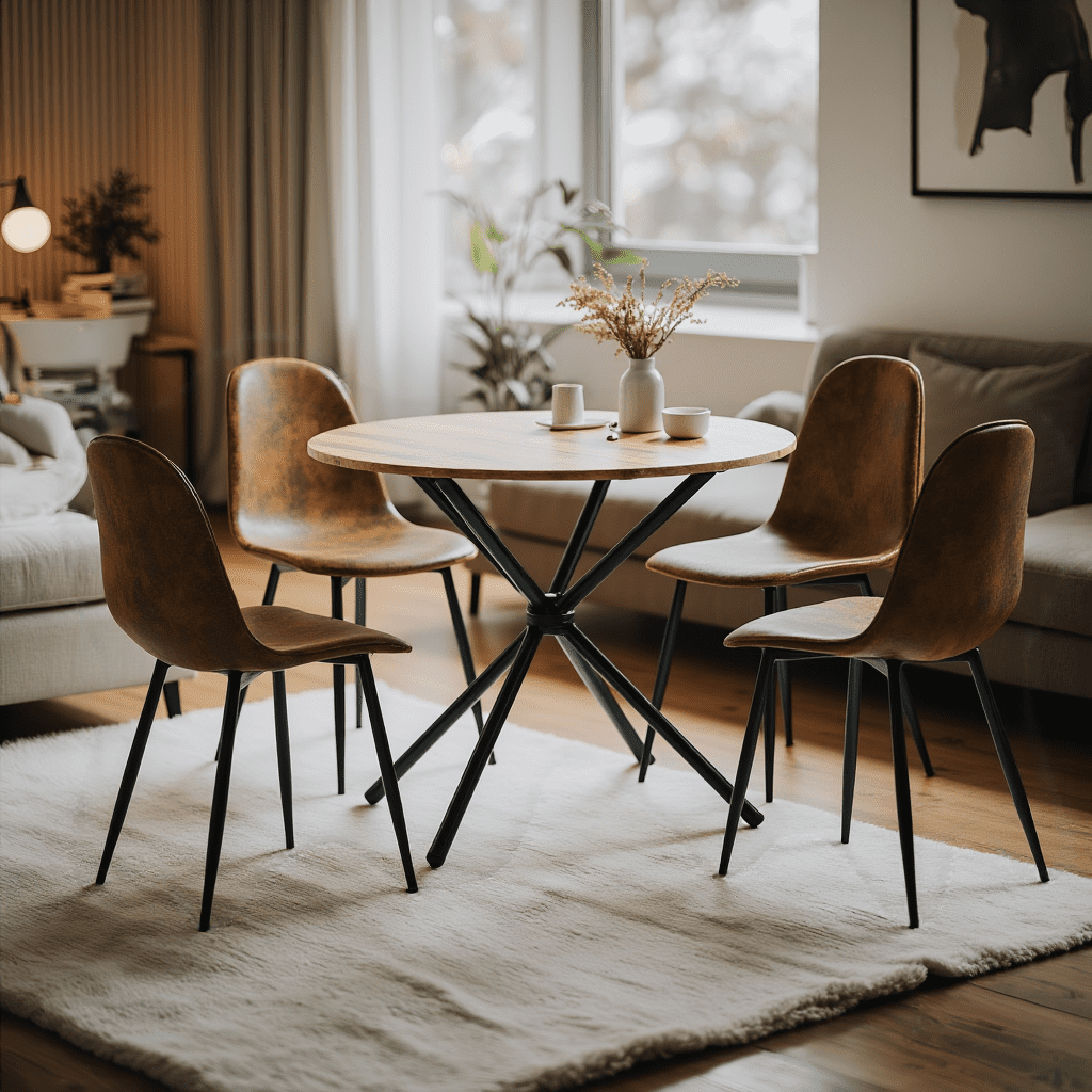 Homy Casa Set of 4 Modern Dining Chairs with Metal Legs and Upholstery ...