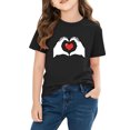 thumbnail image 4 of Kids Heart Graphic T-Shirt for Girls, 100% Cotton Short Sleeve Tee, Soft Casual Top for Ages 4-10, Black,Size 5 T, 4 of 9