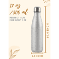 thumbnail image 2 of Onebttl 17 Ounce Stainless Steel Water Bottle, Leakproof Water Bottle, Double Wall Vacuum Insulated Thermal Bottle (17oz/500ml), Glitter silver, 2 of 6