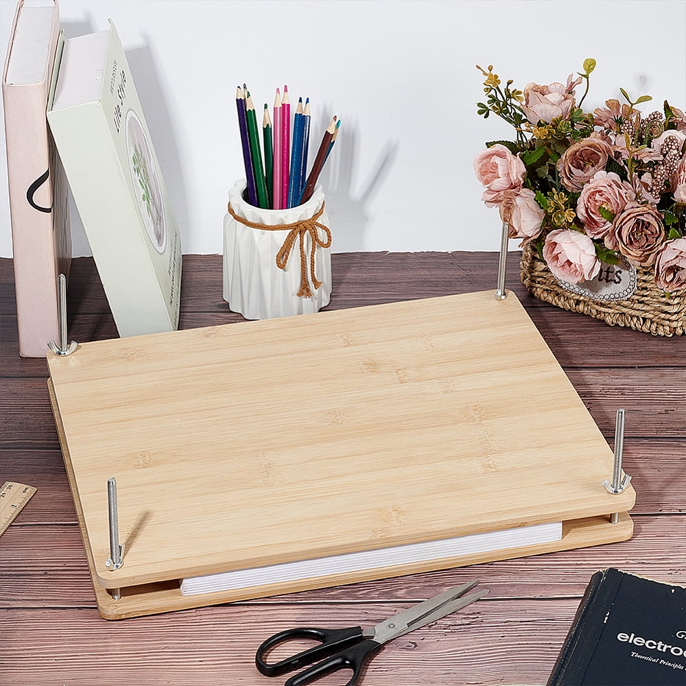 Rectangle Bamboo Portable Book Press Bookbinding Tool for Handmade Paper Press BurlyWood 373x288x8.5mm Hole: 5.5mm for DIY