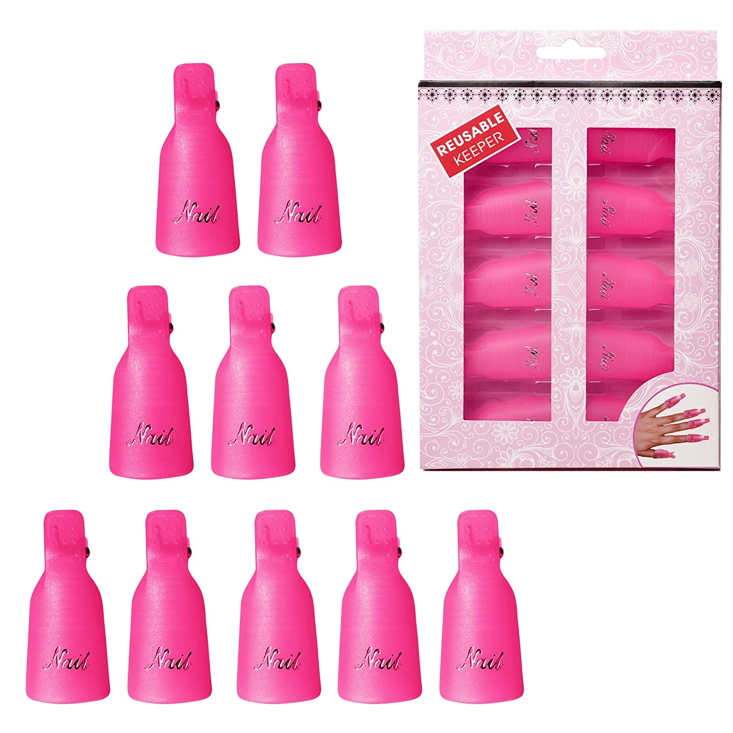 10pcs reusable UV Gel Nail Polish Remover Cap Clip Set Plastic Nail Art