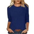 thumbnail image 3 of Bovxnpu 3/4 Sleeve Tee Shirts Summer Dressy Casual Blouse Crew Neck 3/4 Sleeve Pullover Shirt Loose Daily Summer Tops (Women's or Women's Plus), 3 of 6