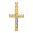 thumbnail image 1 of 14k Two Tone Gold Lord Jesus Christ Crucifix Holy Cross Necklace Charm Pendant Religious Inri, 1 of 8