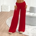 thumbnail image 4 of Women's Wide Leg Yoga Pants, Cute Fold Over Sweatpants with Elastic Waistband, Flare Leggings for Yoga, Running, Workout and Daily Wear, Teen Girl Athletic Cotton Pants Red, 4 of 7