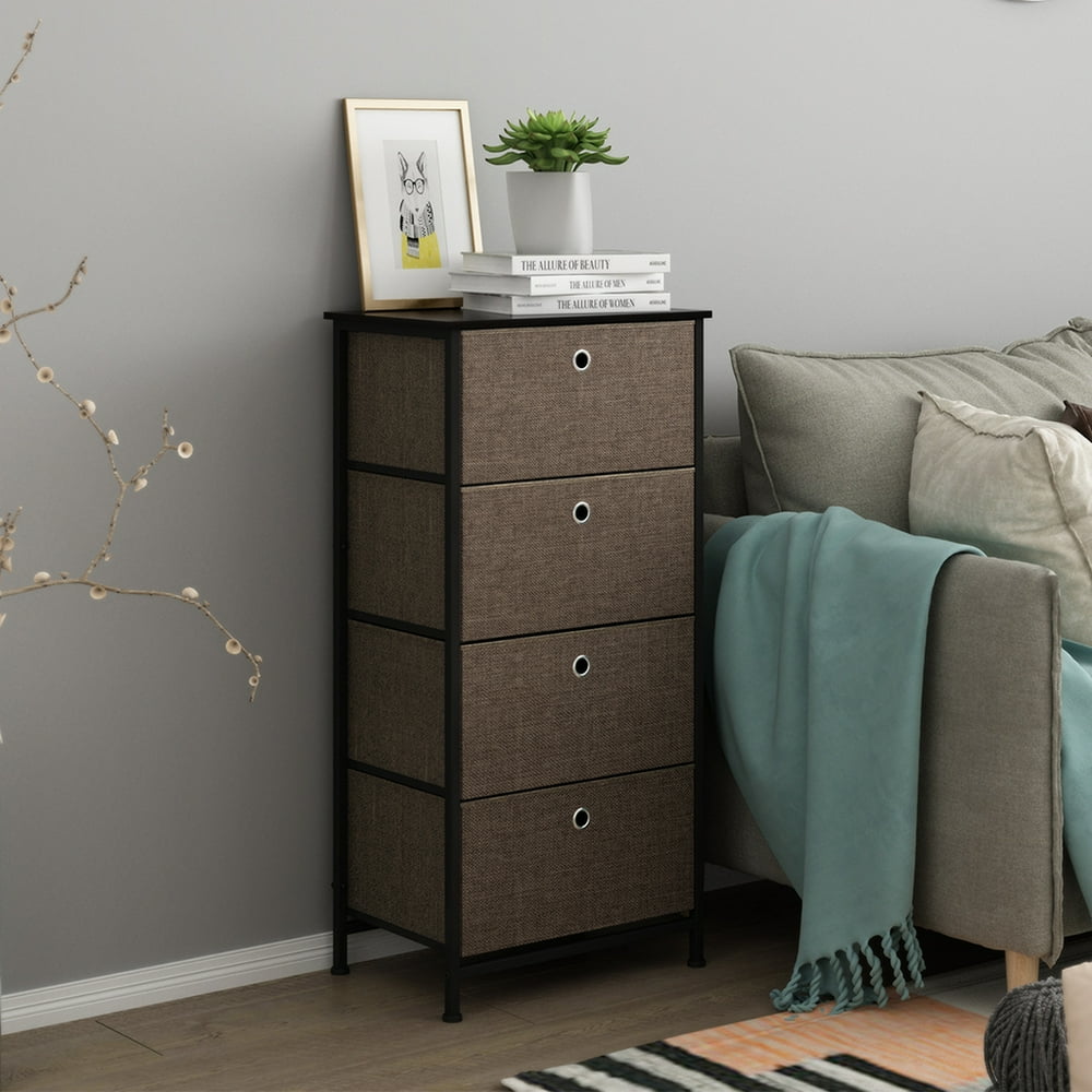 4 Drawer Fabric Dresser Storage Tower, Organizer Unit for Bedroom