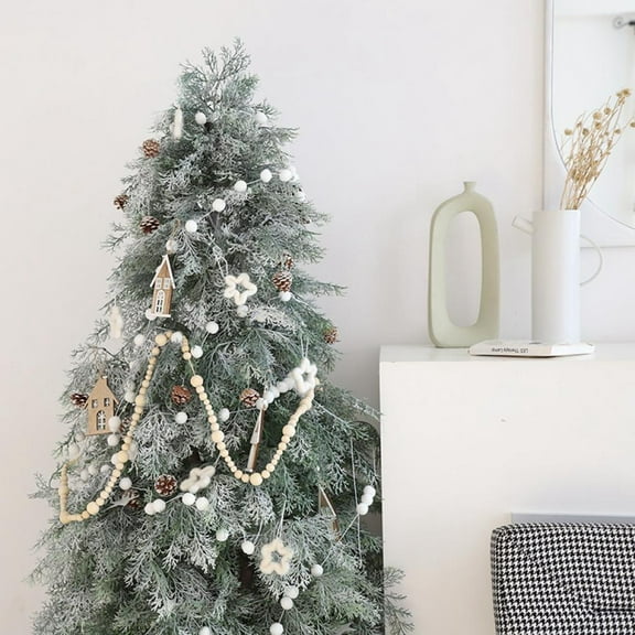 (Clearance) pdqouc Farmhouse Beads Wood Bead Garland with Christmas Tree Holiday Decorations Rustic Country Decor Prayer Boho Beads Big Wall Hanging Decor (Natural Color) 2PCS