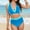 Blue, variant on Women Plus Size High Waisted Bikini - Ribbed Two Piece Swimsuit Tummy Control Bathing Suit V-Wired 2026 Swimwear Black for Size S