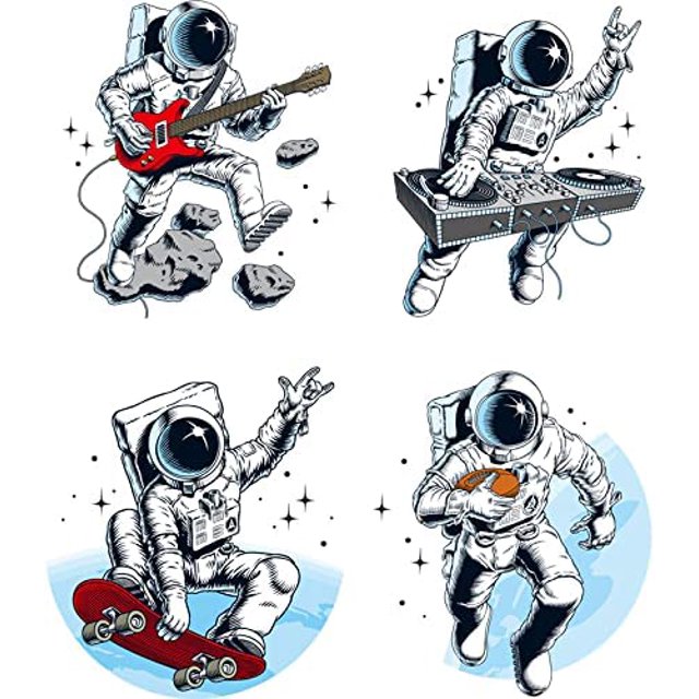 Pegatinas de pared de astronauta, pegatinas de pared extraíbles de PVC para dormitorio, sala de estar, habitación de niños, jardín de infantes, ventana de arte, puerta, armario, pasillo, decoración d JAMW Sencillez