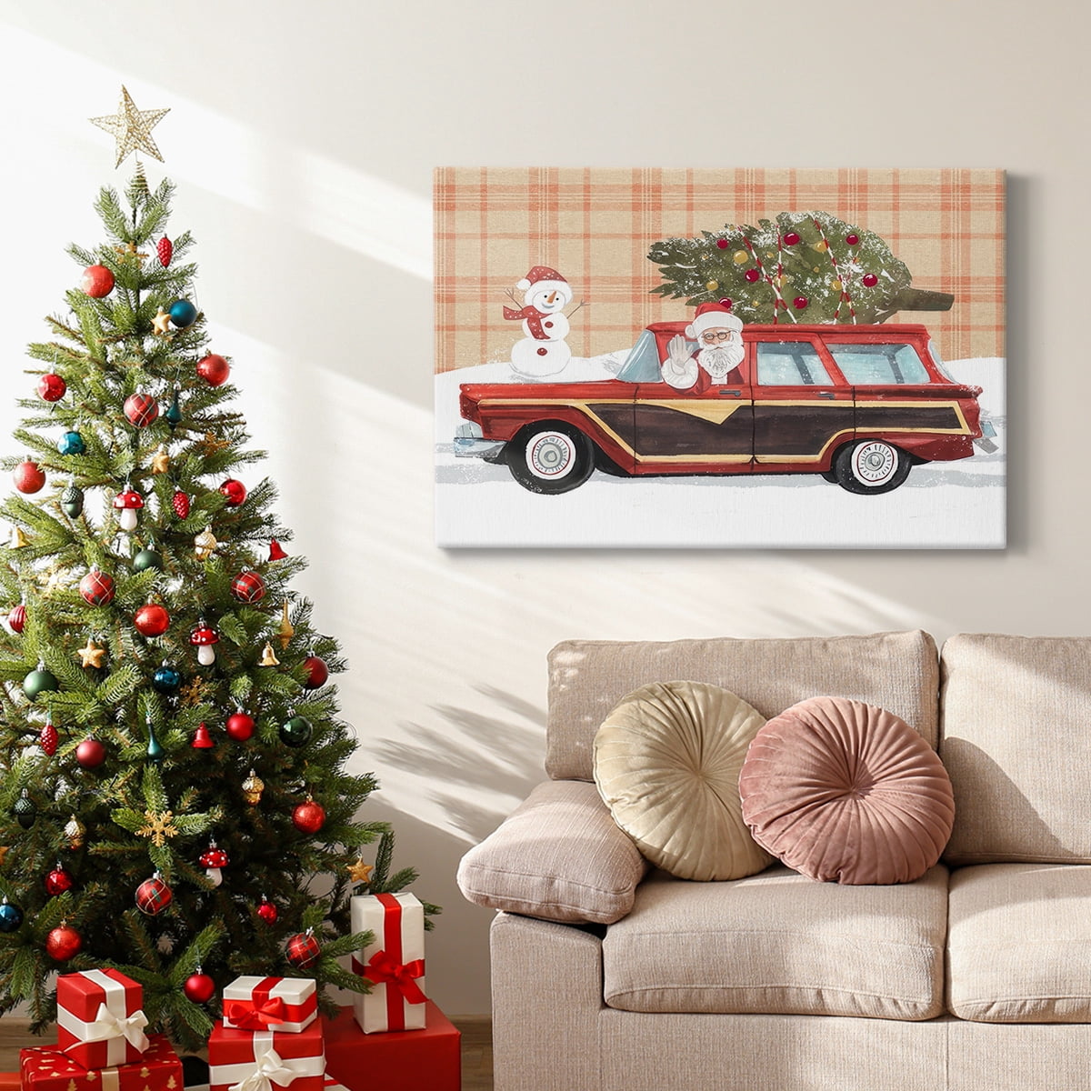 Santa on Wheels I- Gallery Wrapped Canvas