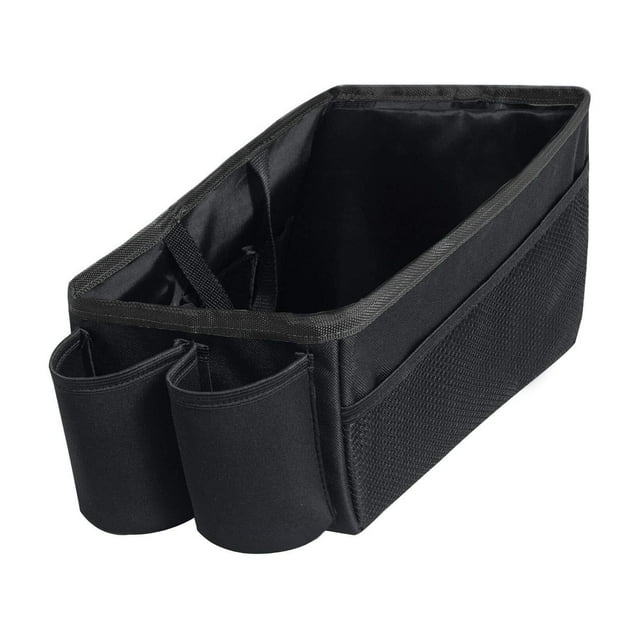 Organizador de Coche Multiusos de Viaje con portavasos | Almacenamiento de Asiento Trasero Negro