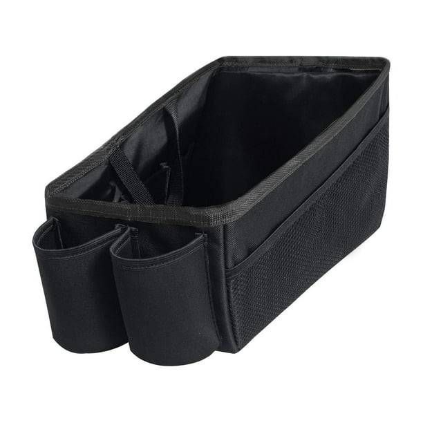 Organizador de Coche Multiusos de Viaje con portavasos | Almacenamiento de Asiento Trasero Negro