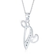 thumbnail image 2 of Collier Pendentif Initiale V Lettre Alphabet Script Cursif Pavé de Zircon Cubique ABC pour Femmes en Argent Sterling, 2 of 6