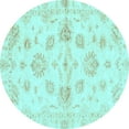 thumbnail image 1 of Ahgly Company Indoor Round Oriental Light Blue Traditional Area Rugs, 5' Round, 1 of 4