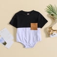 thumbnail image 2 of Otqutp Toddler Sport Clothing Boys Girls Short Sleeve Patchwork Colour Romper Bodysuits With Pockets 0 to 24 Months, 2 of 6