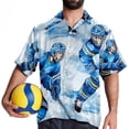 thumbnail image 4 of Ice Hockey Men's Short Sleeve Beach Shirts Button Down Poplin Casual Printed Summer Unisex, 4 of 6