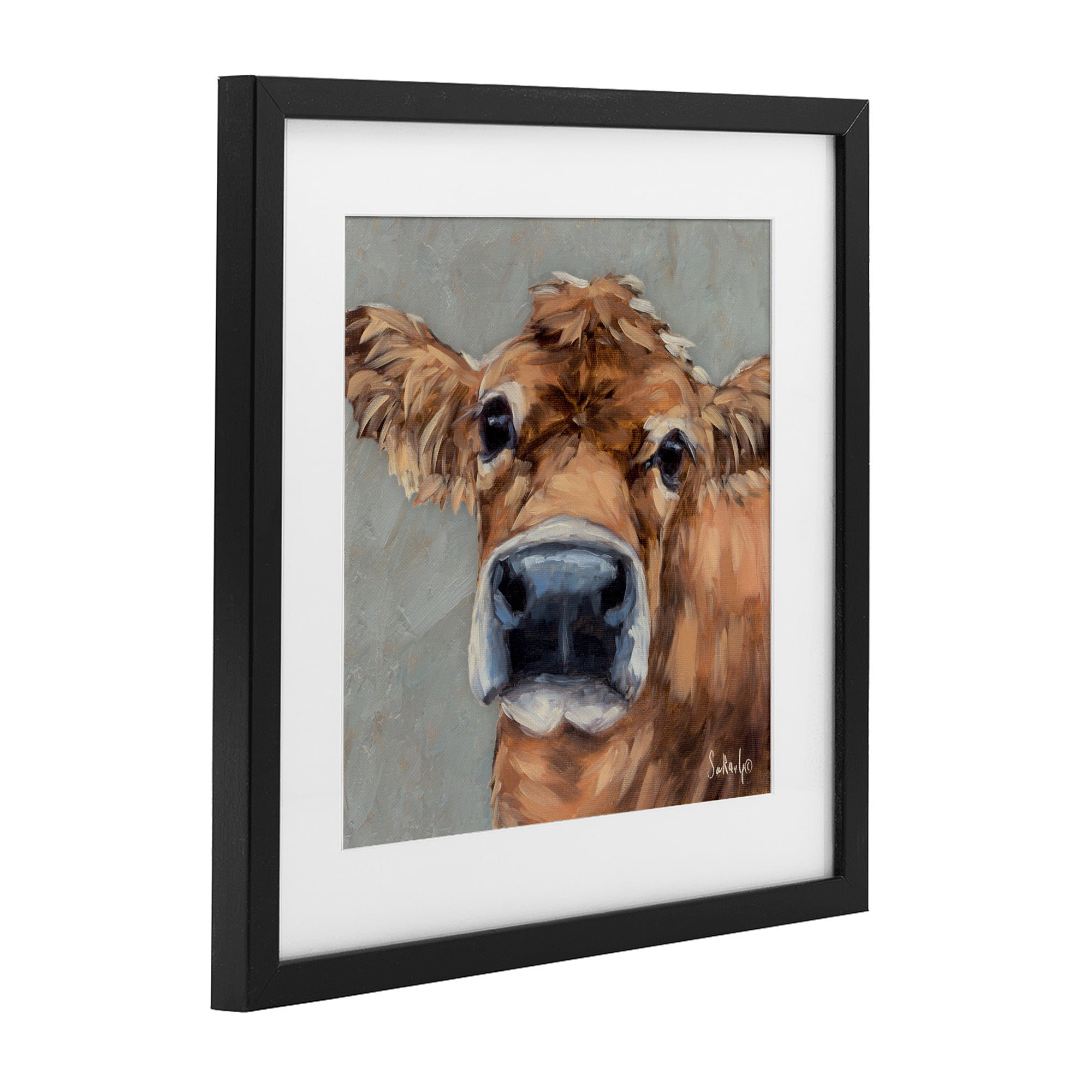 Stupell Industries Freckles The Cow Portrait Black Framed Print Under Glass, design by Sara G. Designs