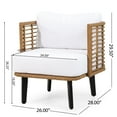 thumbnail image 4 of GDF Studio Rauser Outdoor Wicker and Acacia Wood Club Chair with Cushions, Light Brown, Black, and White, 4 of 9