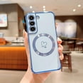 thumbnail image 6 of Compatible with Magsafe Case for Samsung Galaxy S21,Heart Pattern Electroplated Design Soft TPU Shockproof Protective Full Camera Lens Protection Magnetic Case for Samsung Galaxy S21-Blue, 6 of 6