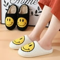 thumbnail image 6 of Smile Face Slippers for Women - Soft Plush Retro Preppy Slip-on Comfortable Indoor/Outdoor Shoes, 6 of 7