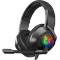 thumbnail image 2 of K19 3,5 mm Gaming Headset PC Gamer Stereo Auriculares Bass Auriculares con micrófono LED Luz RGB (Negro), 2 of 5