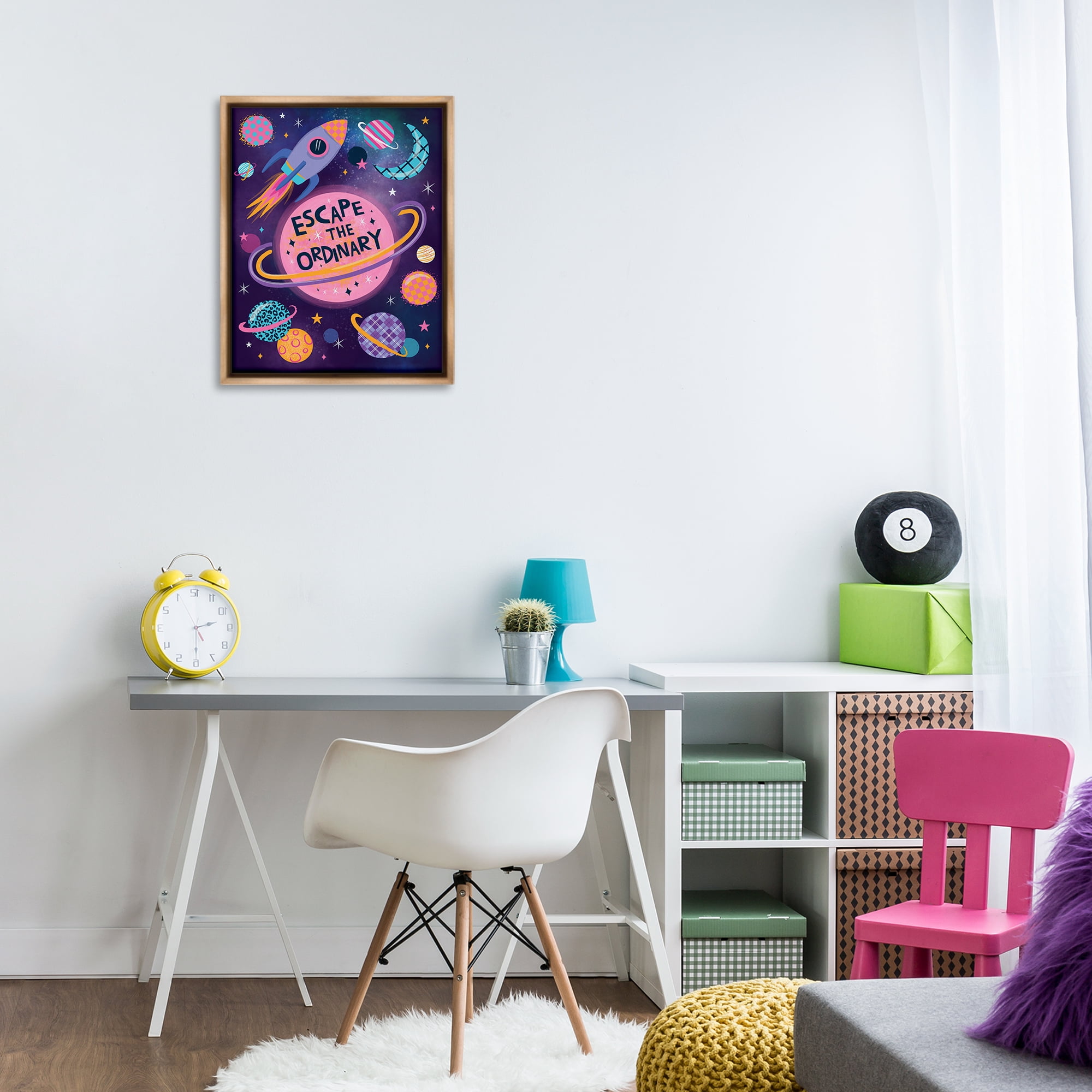Stupell Industries Escape Ordinary Outer Space Astrology & Stars Painting Brown Floater Framed Canvas Art Print Wall Art, 17 x 21