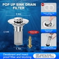 thumbnail image 3 of JUNZHIDAO Bathroom Sink Stopper Hair Catcher, Pop Up Sink Drain Filter with Removable Stainless Steel Filter Basket Hair Catcher, for US Bathroom Sink Stopper Replacement.(2PCS), 3 of 7