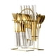 thumbnail image 3 of Juego de cubiertos de acero inoxidable para colgar cubiertos, utensilios para servir de acero inoxidable oro blanco, 3 of 9