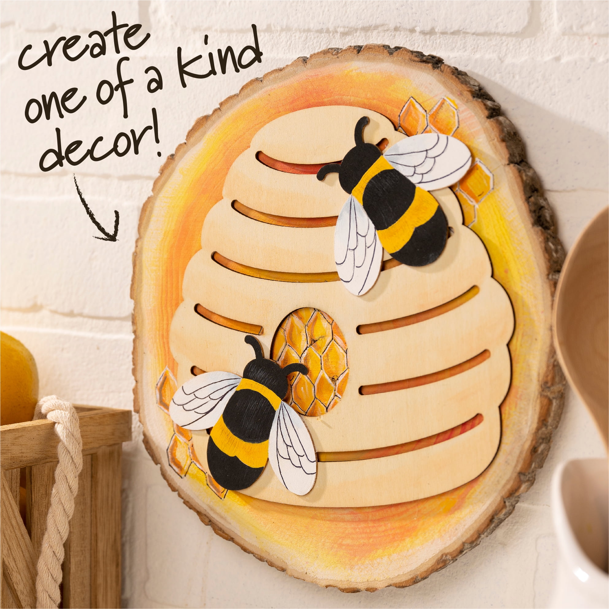 (2 pack) Plaid Surfaces Layered Wood Shape, Beehive