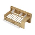 thumbnail image 4 of Twin Size Daybed with Storage 7 Cabinets and 2 Drawers, Wooden L-Shape Daybed Frame with Study Desk and Built-in Bookshelf, Multi-functional Bed for Bedroom, Guest Room, Natural, 4 of 9