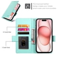 thumbnail image 4 of Allytechgroup for Apple iPhone 14 Case Wallet, Retro PU Leather Slim Fit Business Style Magnetic Closure Cards Slots RFID Blocking Phone Case for Women Men, Mint, 4 of 6
