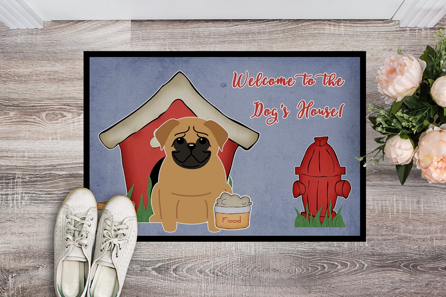 Dog House Collection Pug Brown Door Mat