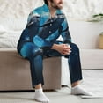 thumbnail image 7 of Fuzoiu Ice Blue Ocean Cute Dolphin Print Men's Long-Sleeved Pajama,Lounge Button Down Nightwear,Mens Notch Collar Pajama Set -XX-Large, 7 of 7