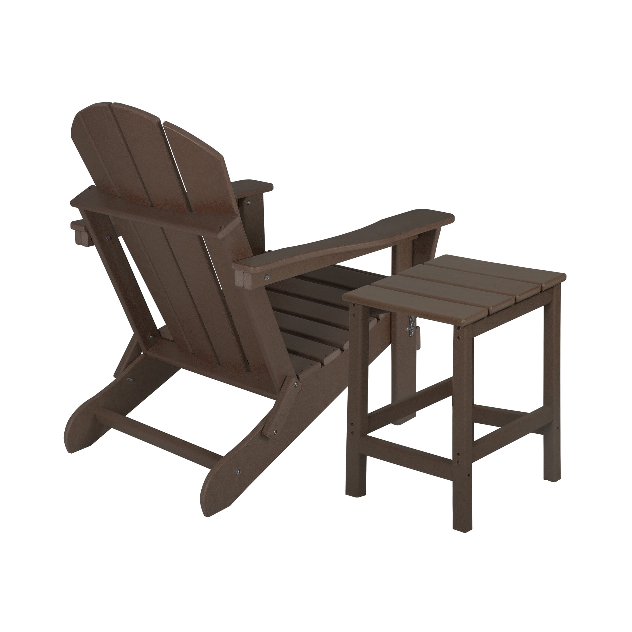 Adirondack Chair with Square Side Table Included for Outdoor Patio Garden Porch Seating, Dark Brown