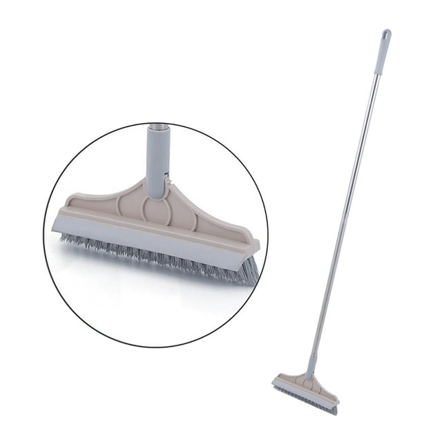 Cepillo de limpieza Cepillo para fregar 2 en 1 para pisos con escobilla de goma para ventanas, 120 grados, giratorio, mango largo, espacio para esquinas, cepillo de limpieza para limpiar, cocina, baño