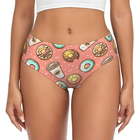 Womens Underwear - Cartoon Coffee Donut Print No Show Seamless Underwear for Women  Soft Comfort Stretch Women s Panties  Hipster Ladies Panties Bikini Underwear Briefs