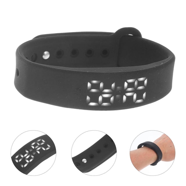unbranded Smart Wristband Negro Con Termómetro Pantalla LED Y Vibración Recargable Para Deporte